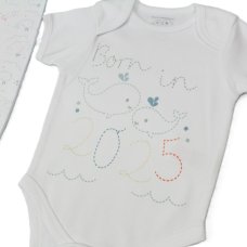 H13632: Baby "Born In 2025" 5 Piece Net Bag Gift Set (NB-3 Months)